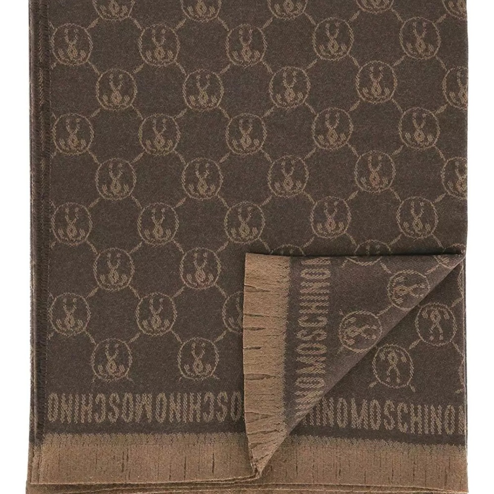 MOSCHINO 100% WOOL, Brown throw blanket, 60" x 70"  MADE IN ITALY